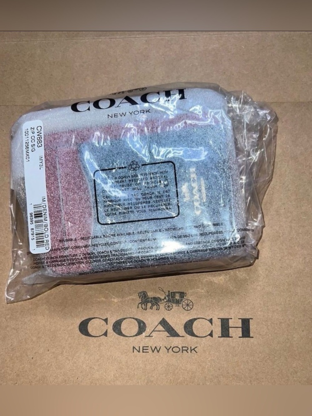 COACH Zip Id Card Case Cardholder Card Wallet w Chain CW883 AUTHENTIC NWT
